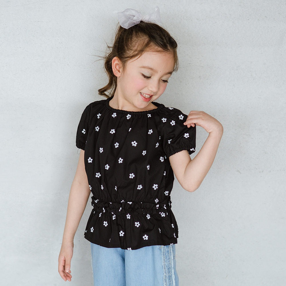 日本童裝 Branshes 束腰短袖上衣 80-130cm 女童款 夏季 TOPS