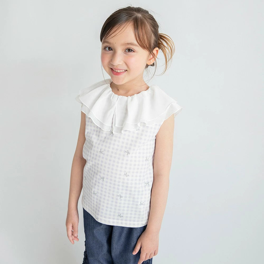 日本童裝 Branshes 2Way 前後兩著 接觸冷感 荷葉領背心 80-150cm 女童款 夏季 TOPS