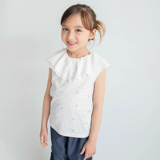 日本童裝 Branshes 2Way 前後兩著 接觸冷感 荷葉領背心 80-150cm 女童款 夏季 TOPS