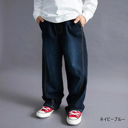 日本童裝 Branshes 牛仔寬腿直筒長褲 100-160cm 男童款/女童款 秋季 PANTS