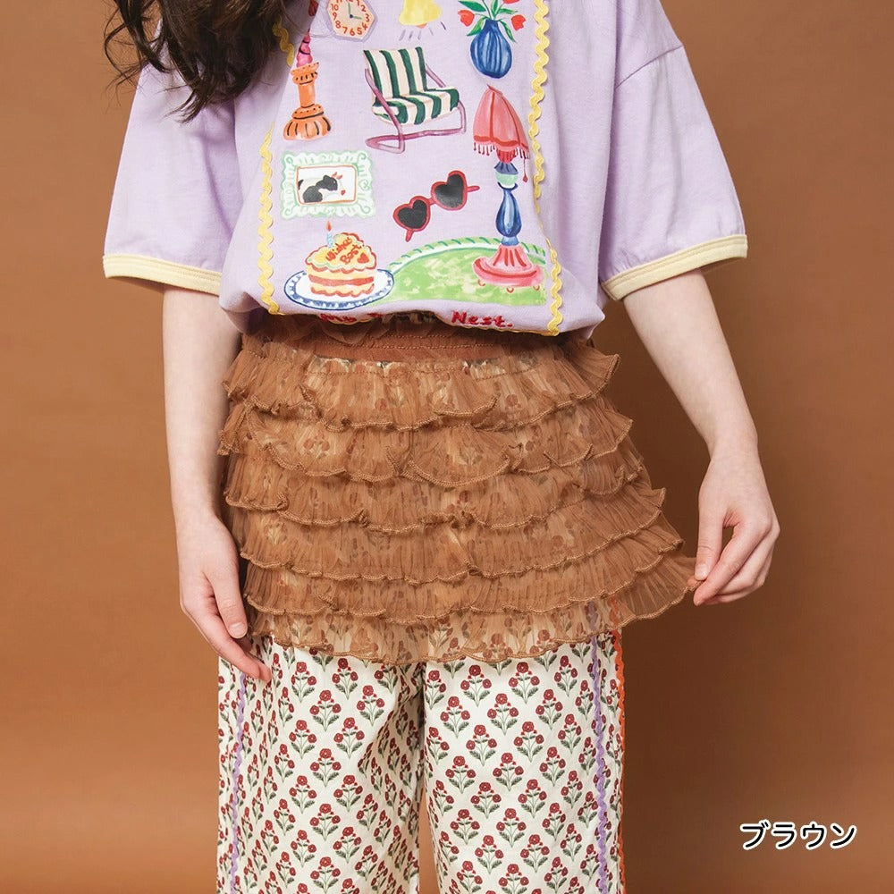 日本童裝 Branshes x りぃー 薄紗荷葉邊短裙 80-130cm 女童款 夏季 SKIRTS
