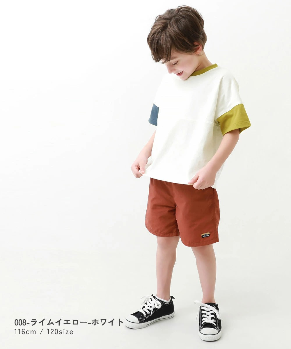 日本童裝 dev!rock 耐穿 耐洗不易變形 撞色拼接短袖上衣 80-160cm 男童款/女童款 TOPS 夏季