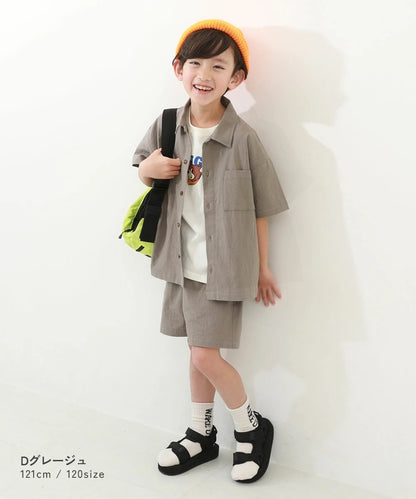 日本童裝 dev!rock 短袖襯衫套裝 100-160cm 男童款 TOPS PANTS 夏季