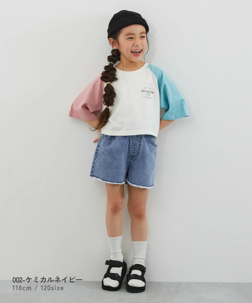 日本童裝 dev!rock 寬鬆水洗牛仔短褲 100-160cm 女童款 夏季 PANTS