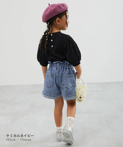 日本童裝 dev!rock 高腰荷葉邊牛仔短褲 100-160cm 女童款 夏季 PANTS