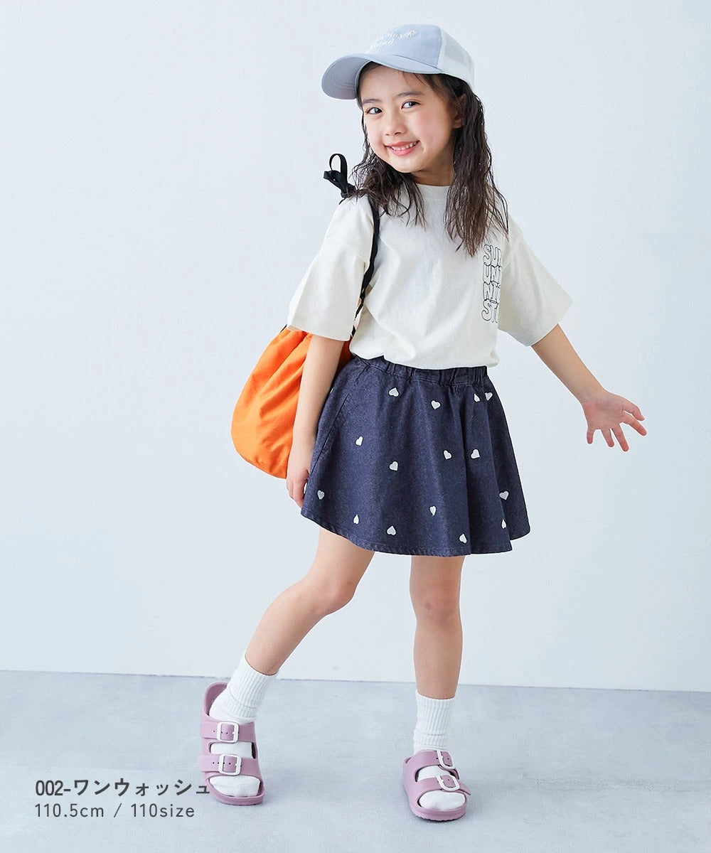 日本童裝 dev!rock 心形刺繡牛仔短裙 100-160cm 女童款 夏季 SKIRTS