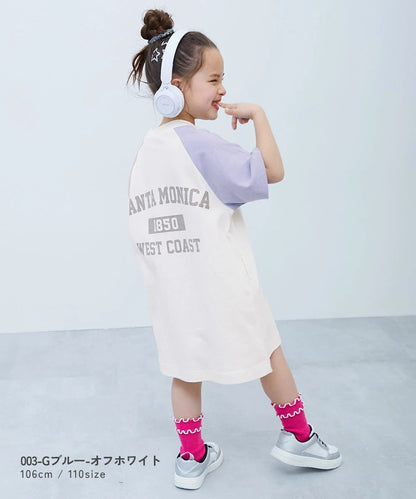 日本童裝 dev!rock 	印花七分袖插肩連身裙 100-160cm 女童款 夏季 DRESSES