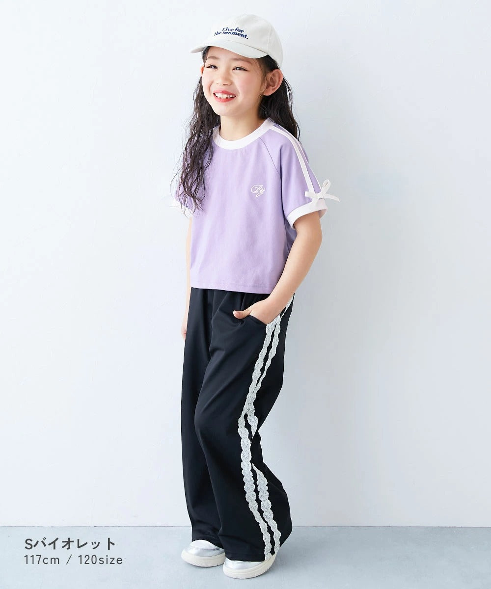 日本童裝 dev!rock 側緞帶條紋上衣 100-160cm 女童款 夏季 TOPS