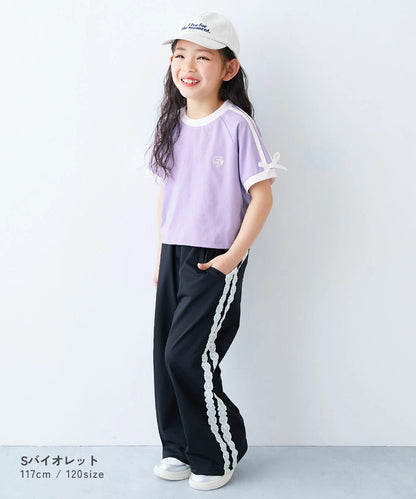 日本童裝 dev!rock 側緞帶條紋上衣 100-160cm 女童款 夏季 TOPS