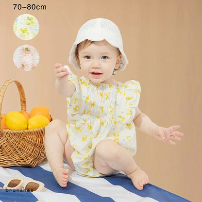 日本童裝 Branshes 花卉印花連衣 70-80cm 女童款 初生嬰兒 夏季 Jumpsuit