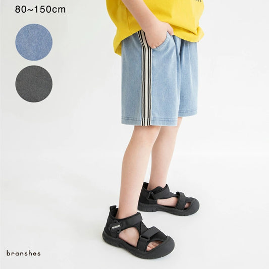 日本童裝 Branshes 復古側條紋牛仔短褲 80-150cm 男童款 夏季 PANTS