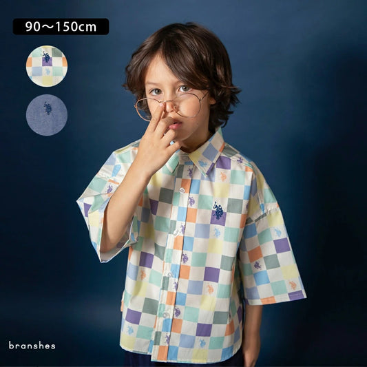 日本童裝 Branshes 【U.S. POLO ASSN.】刺繡短袖襯衫 90-150cm 男童款 夏季 TOPS