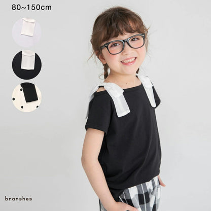 日本童裝 Branshes 蝴蝶結露肩上衣 80-150cm 女童款 夏季 TOPS