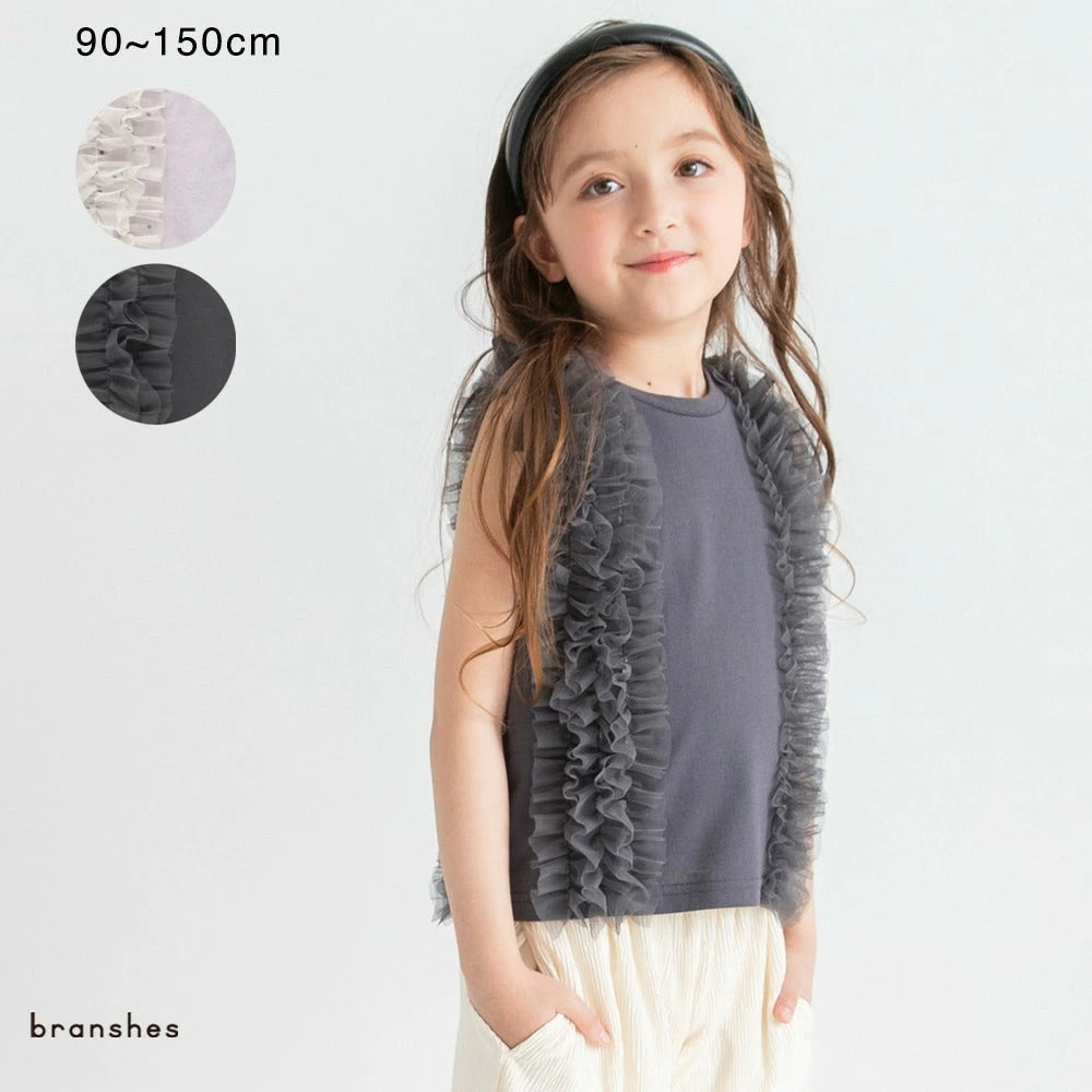 日本童裝 Branshes 蓬鬆荷葉邊背心 90-150cm 女童款 夏季 TOPS