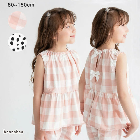 日本童裝 Branshes 後開衩無袖上衣 80-150cm 女童款 夏季 TOPS