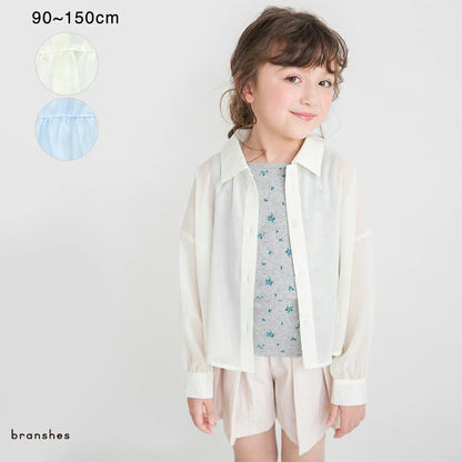 日本童裝 Branshes 薄紗長袖襯衫 80-150cm 女童款 夏季 TOPS OUTERWEAR