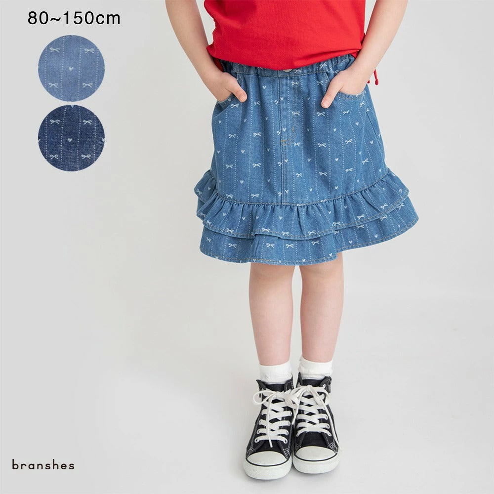 日本童裝 Branshes 提花牛仔短裙 80-150cm 女童款 夏季 SKIRTS