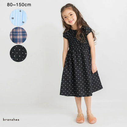 日本童裝 Branshes 短袖皺褶連身裙 80-150cm 女童款 夏季 DRESSES