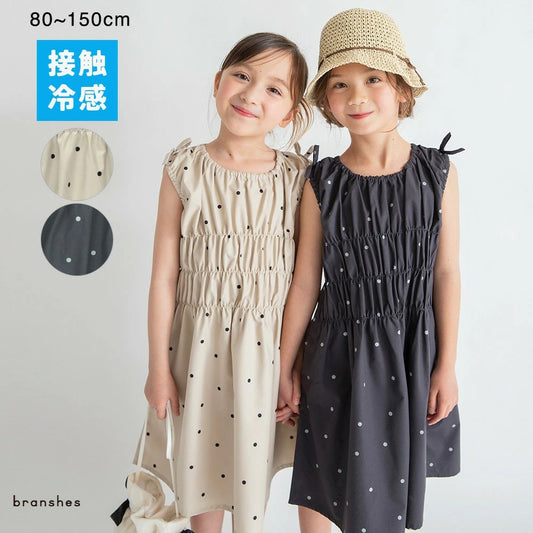 日本童裝 Branshes 接觸冷感 皺褶連身裙 80-150cm 女童款 夏季 DRESSES