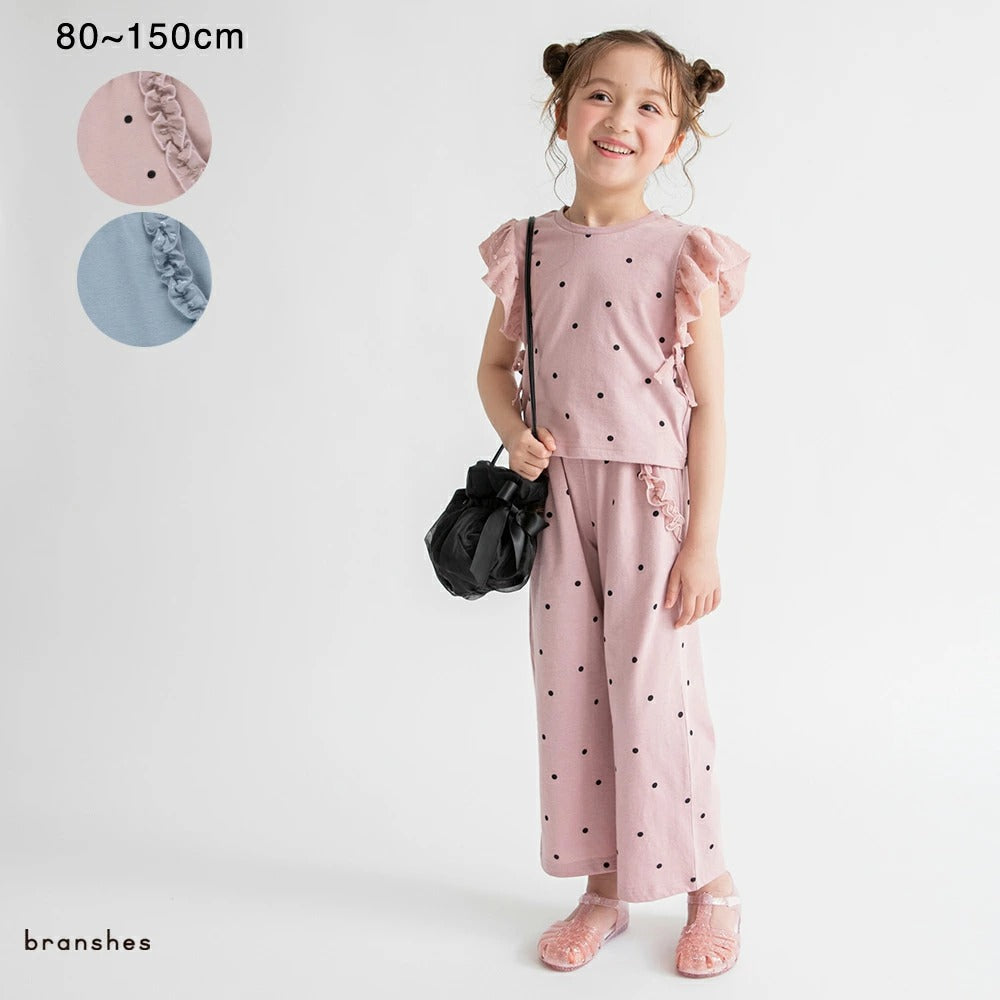 日本童裝 Branshes 荷葉邊袖上衣長褲套裝 80-150cm 女童款 夏季 PANTS