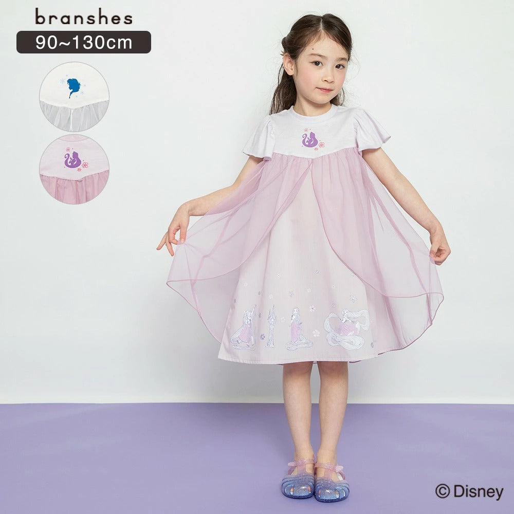 日本童裝 Branshes x Disney Frozen 薄紗拼接連身裙 90-130cm 女童款 夏季 DRESSES