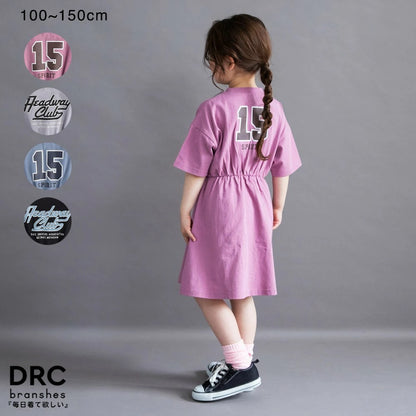日本童裝 Branshes 後背Logo收腰連身裙 100-150cm 女童款 夏季 DRESSES
