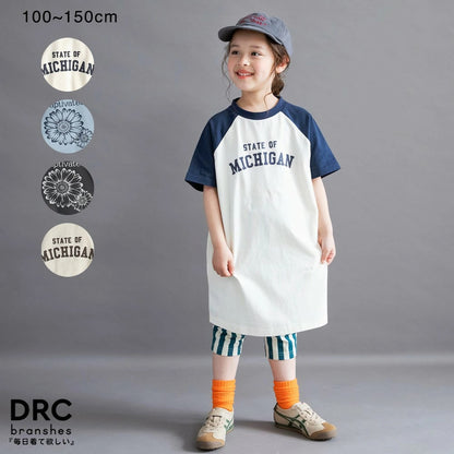 日本童裝 Branshes 插肩短袖連身裙 100-150cm 女童款 夏季 DRESSES