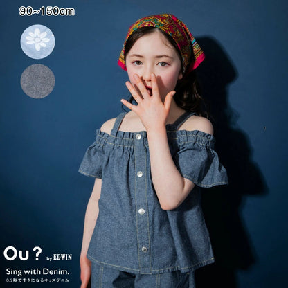 日本童裝 Branshes【Ou? by EDWIN】露肩牛仔吊帶上衣 90-150cm 女童款 夏季 TOPS