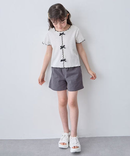 日本童裝 aF#a325 波點蝴蝶結上衣 110-160cm 女童款 夏季 TOPS