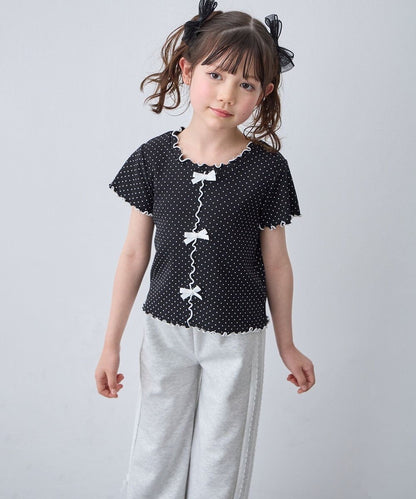 日本童裝 aF#a325 波點蝴蝶結上衣 110-160cm 女童款 夏季 TOPS