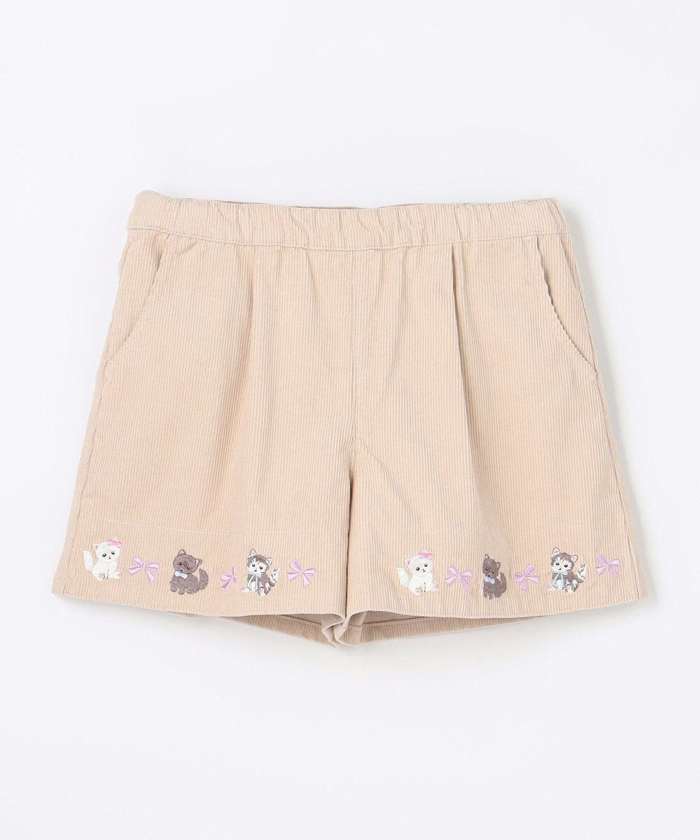 日本童裝 aF#a325 貓咪刺繡燈芯絨短褲 110-160cm 女童款 冬季 PANTS