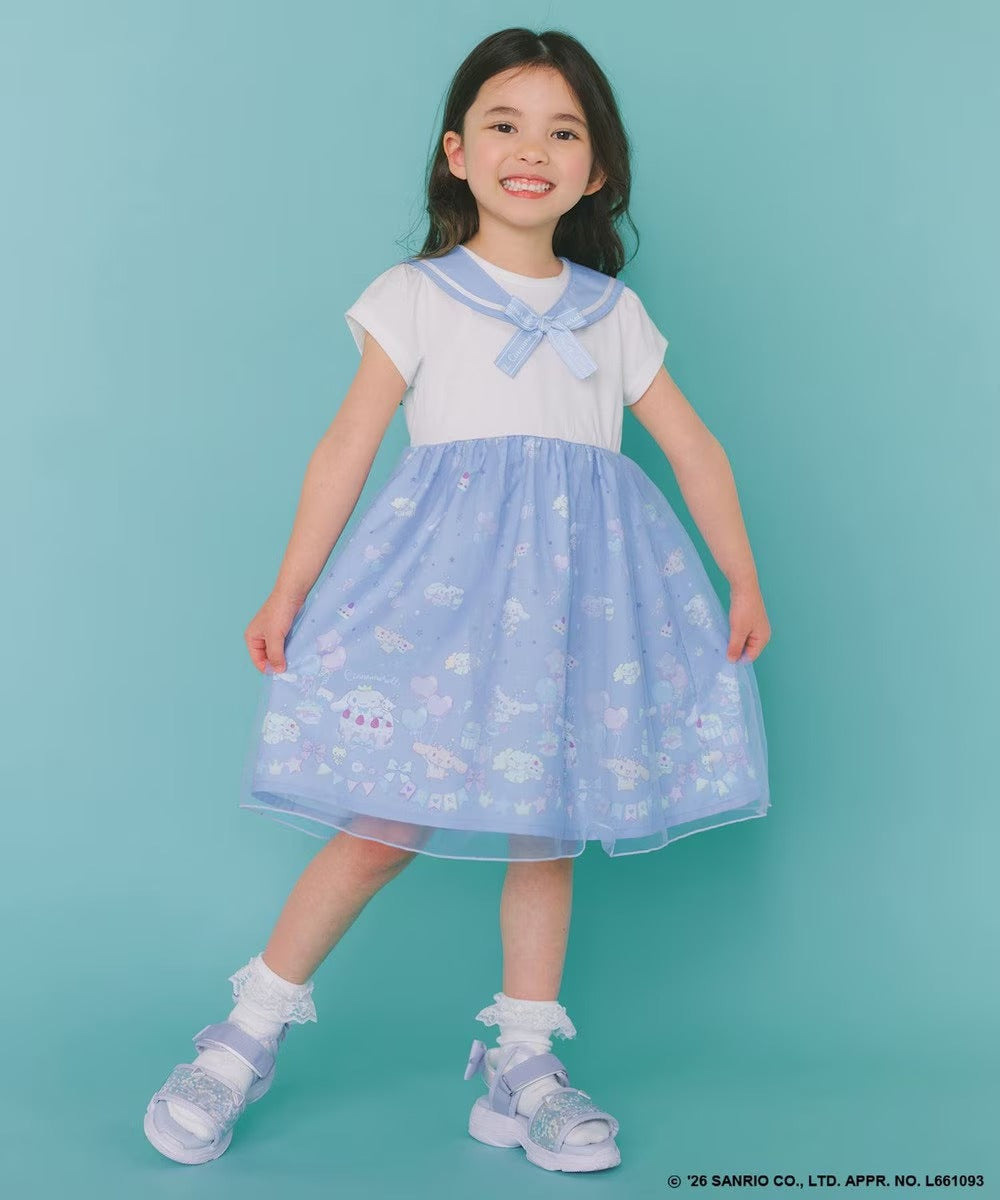 日本童裝 aF#a325 x Sanrio Cinnamoroll 2Way 領可拆 水手領連身裙 100-150cm 女童款 夏季 DRESSES