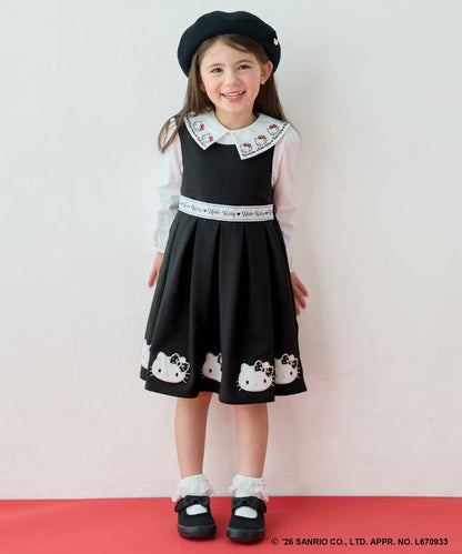 日本童裝 ANY#26 x Sanrio Hello Kitty 貼花背心裙 110-150cm 女童款 秋季 DRESSES 面試/宴會/表演