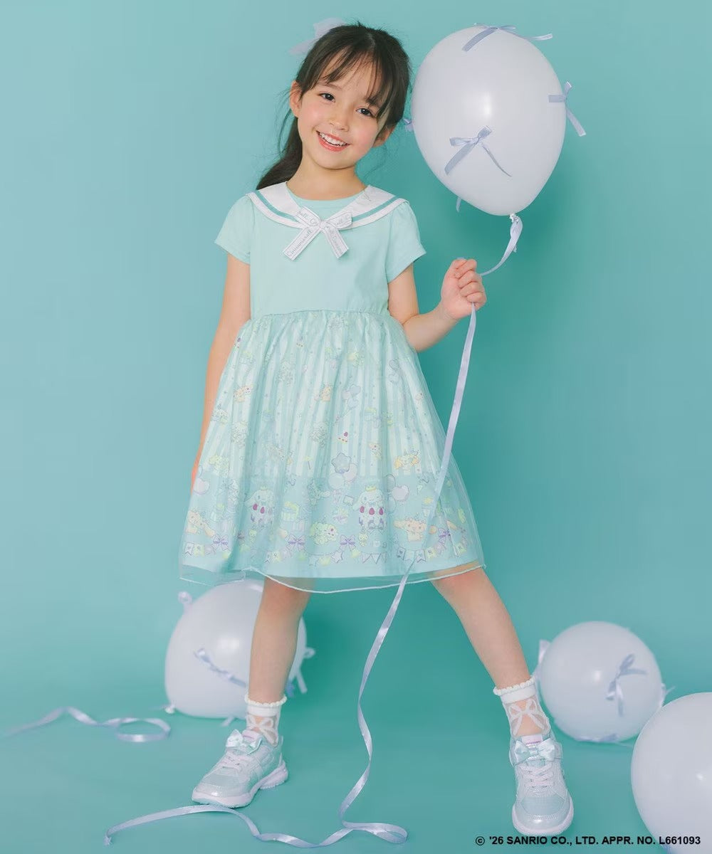 日本童裝 aF#a325 x Sanrio Cinnamoroll 2Way 領可拆 水手領連身裙 100-150cm 女童款 夏季 DRESSES