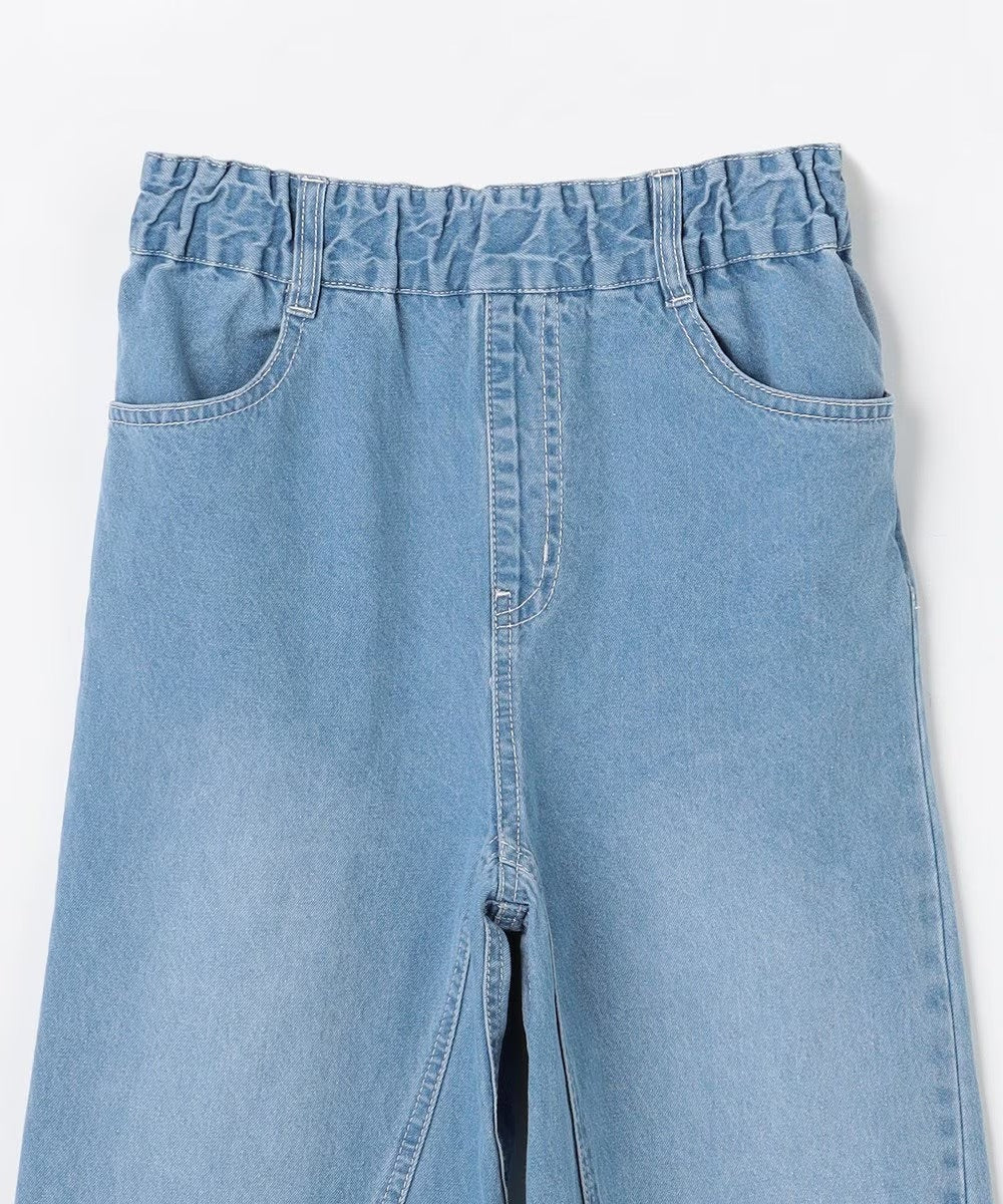 日本童裝 aF#a325 刺繡闊腳牛仔長褲 110-160cm 女童款 夏季 PANTS