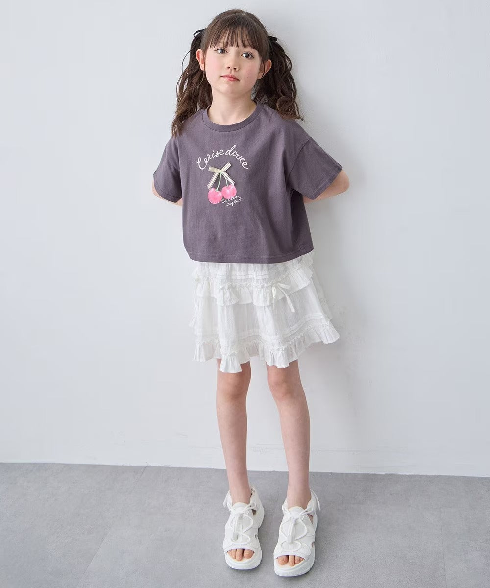 日本童裝 aF#a325 車厘子印花上衣 110-160cm 女童款 夏季 TOPS