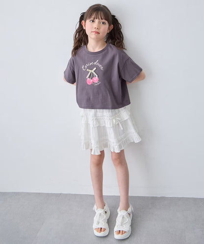 日本童裝 aF#a325 車厘子印花上衣 110-160cm 女童款 夏季 TOPS