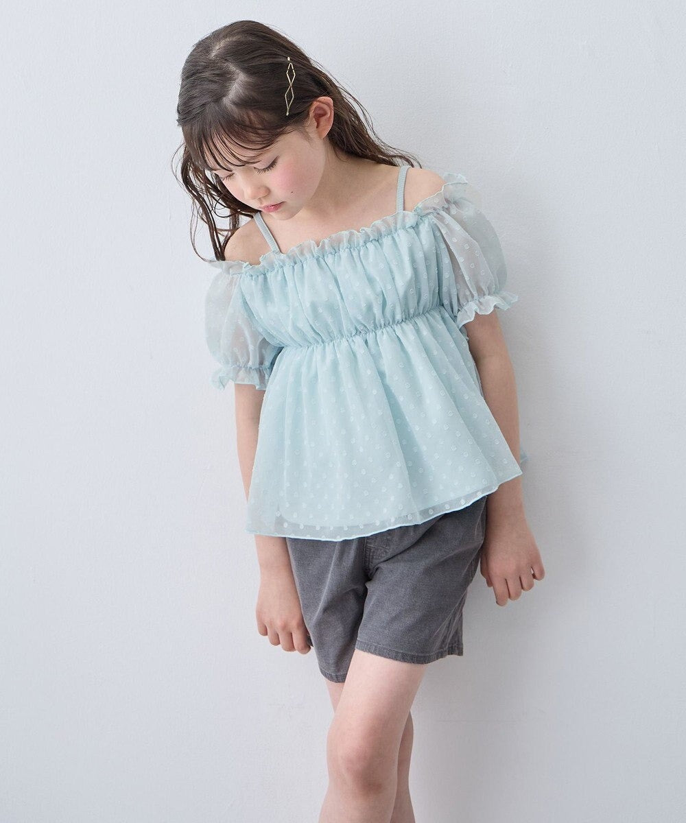 日本童裝 aF#a325 2Way 吊帶露肩上衣 110-160cm 女童款 夏季 TOPS