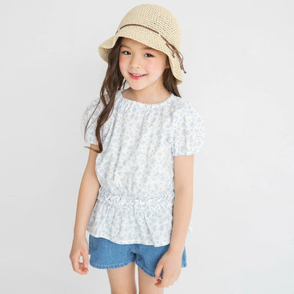 日本童裝 Branshes 束腰短袖上衣 80-130cm 女童款 夏季 TOPS