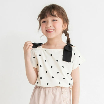 日本童裝 Branshes 蝴蝶結露肩上衣 80-150cm 女童款 夏季 TOPS