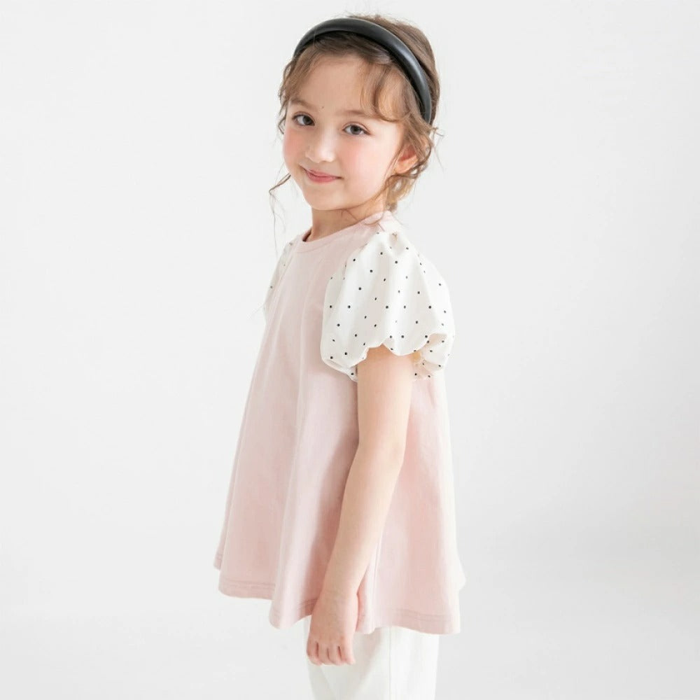 日本童裝 Branshes 泡泡袖裙邊上衣 80-150cm 女童款 夏季 TOPS