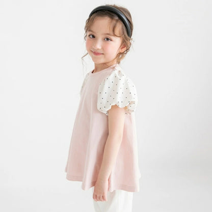 日本童裝 Branshes 泡泡袖裙邊上衣 80-150cm 女童款 夏季 TOPS