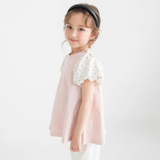 日本童裝 Branshes 泡泡袖裙邊上衣 80-150cm 女童款 夏季 TOPS