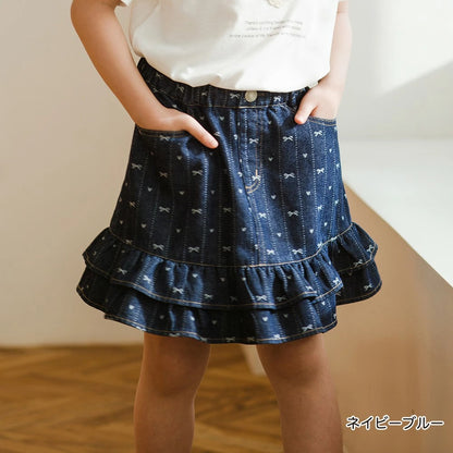 日本童裝 Branshes 提花牛仔短裙 80-150cm 女童款 夏季 SKIRTS