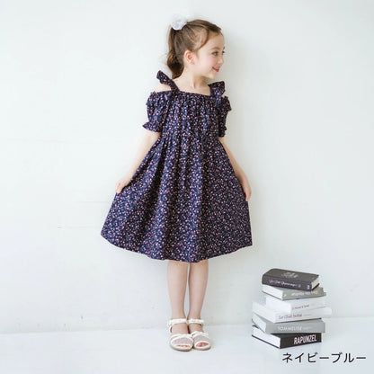 日本童裝 Branshes 碎花露肩連身裙 80-150cm 女童款 夏季 DRESSES