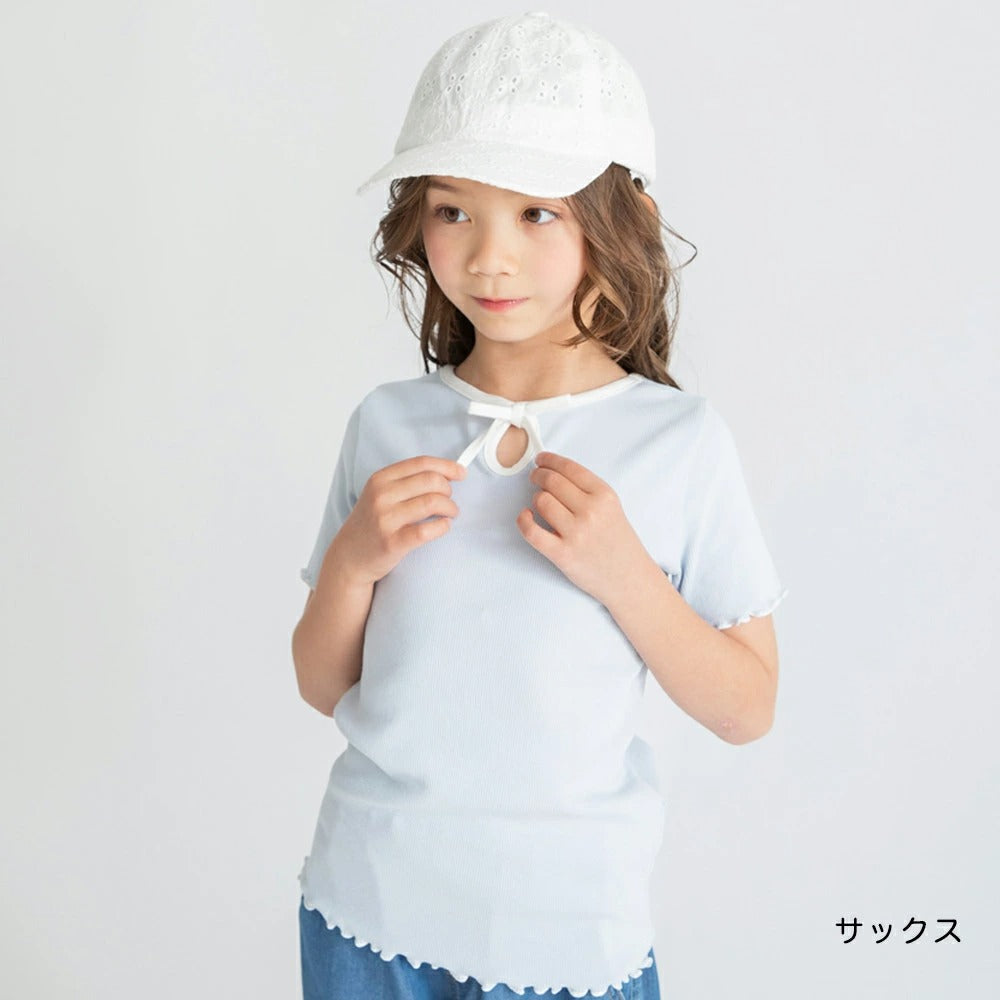 日本童裝 Branshes 吸水速乾 2Way 前後兩著 羅紋短袖上衣 80-150cm 女童款 夏季 TOPS