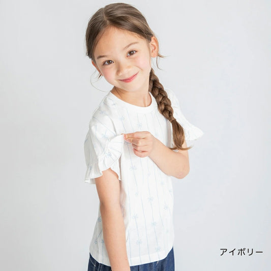 日本童裝 Branshes 吸水速乾 荷葉邊袖短袖上衣 80-150cm 女童款 夏季 TOPS