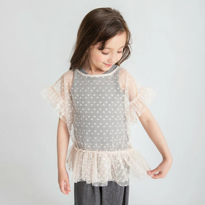 日本童裝 Branshes 心形薄紗上衣及背心套裝 90-150cm 女童款 夏季 TOPS