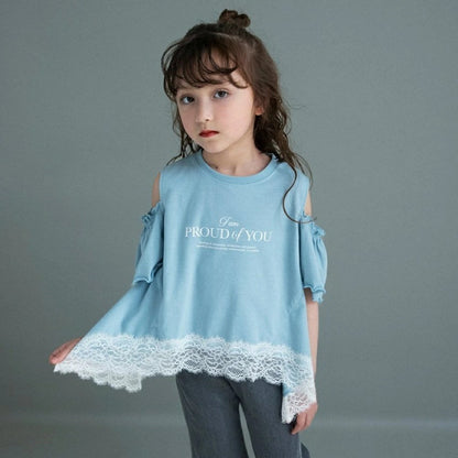 日本童裝 Branshes 蕾絲露肩上衣 100-150cm 女童款 夏季 TOPS