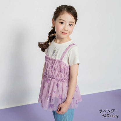 日本童裝 Branshes x Disney Frozen 印花上衣及薄紗吊帶衫套裝 90-130cm 女童款 夏季 TOPS